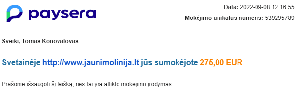 EuroBasket 2022 mokėjimas