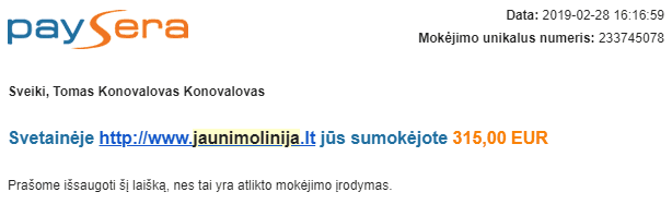 Euroleague 2018 (1) mokėjimas